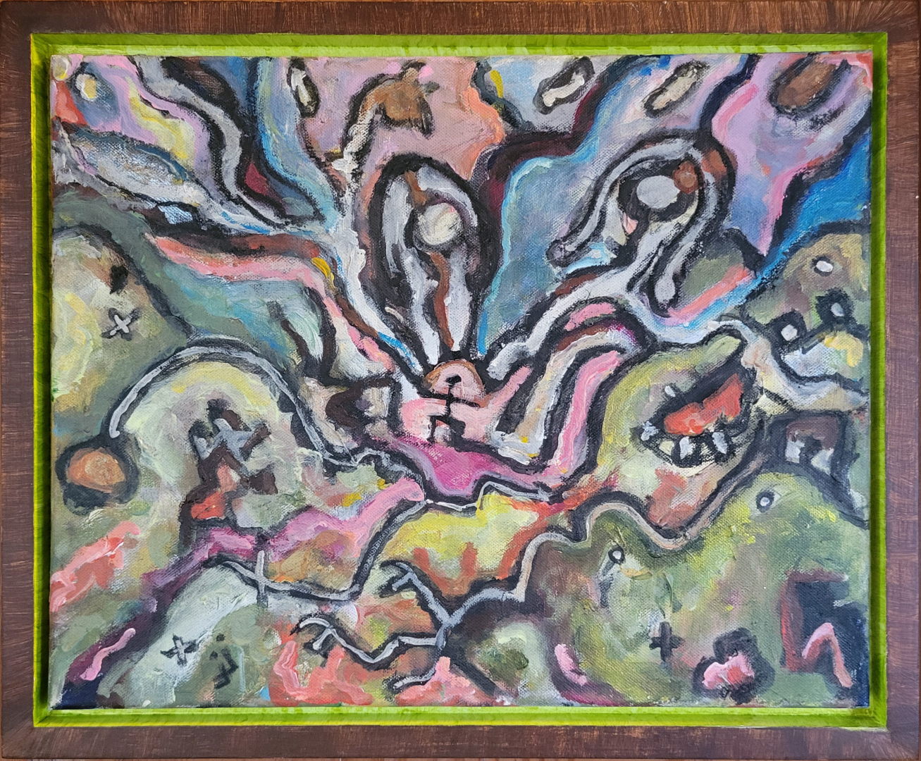 Mythic Memories - By Joe Junker, Acrylic on Canvas on Stretcher, 18 x 14 inches ( 20 x 16.2 inches framed)