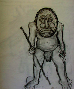 Aboriginal Mask Man Aboriginal Mask Man - By Joe Junker, Charcoal on Paper, 27 x 32 inches
