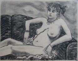 Amber in Repose Amber in Repose - By Joe Junker, Charcoal on Archival Paper, 25.5 x 19.6 inches