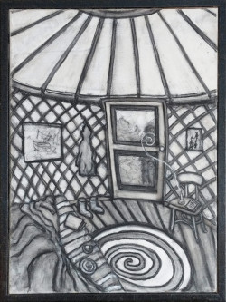 Anne's Yurt Anne's Yurt - By Joe Junker, Charcoals and Medium on Canvas, 18 x 24 inches ( 19.5 x 25.5 inches framed)