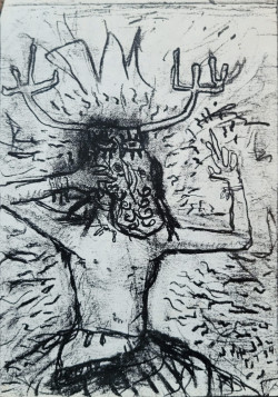 Antler Shaman Antler Shaman - By Joe Junker, Graphite on Sketchpad Paper, 5.8 x 8 inches