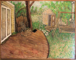 Camus Field From Deck - By Joe Junker Camus Field From Deck - By Joe Junker, Oil Pastels on Clear plastic sheet over charcoal drawing, 48 x 36 inches (49.2 x 37.2 inches framed)