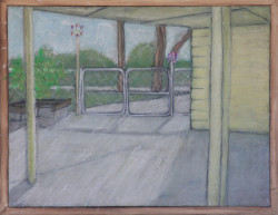 Carport in Yellow Carport in Yellow - By Joe Junker, Oil Pastels on Oil Paint on Canvas, 24 x 18 inches ( 25.5 x 19.6 inches framed)
