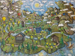 Clouds Moving In Clouds Moving In - By Joe Junker, Oil Pastels on Oils on Panel, 48 x 36 inches