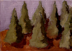 Inavale Christmas Trees Inavale Christmas Trees - By Joe Junker, Oils on Canvas Panel, 7 x 5 inches (8.2 x 6.2 inches framed)