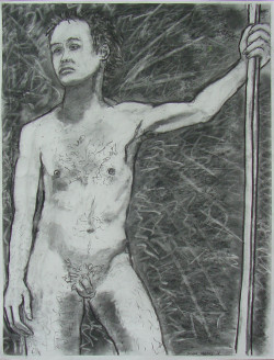 Jason - Holding Staff Jason - Holding Staff - By Joe Junker, Charcoal on Archival Paper, 19 x 25 inches