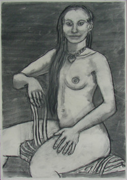 Judy Backwards on Chair Nude Judy Backwards on Chair Nude - By Joe Junker, Charcoal on Archival Paper, 19 x 25 inches