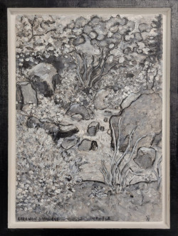 Lebanon Japanese Garden B+W Lebanon Japanese Garden B+W - By Joe Junker, Charcoal and Acrylic on Canvas on Board, 13 x 19 inches (15.6 x 21.4 inches framed)