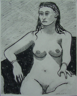 Moment on Black Couch Moment on Black Couch - By Joe Junker, Charcoal on Archival Paper, 19 x 25 inches