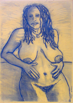 Nicki Standing with Medallion Nicki Standing with Medallion - By Joe Junker, Charcoal on Archival Paper, 19.5 x 27.5 inches