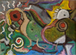 Ophelia Ophelia - By Joe Junker, Oil Pastels on Canvas on Stretcher, 12 x 9 inches ( 14.1 x 11.2 inches framed)