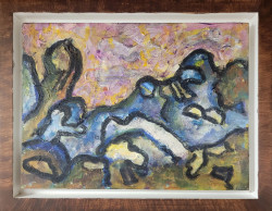 Pink Sky 19-1 - By Joe Junker Pink Sky 19-1 - By Joe Junker, Acrylic and Charcoal on Canvas Art Panel on Board, 12 x 9 inches ( 14.2 x 11.1 inches framed)