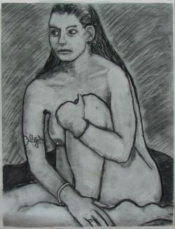 Rose with Thorn Tatoo - Hand on Knee Rose with Thorn Tatoo - Hand on Knee - By Joe Junker, Charcoal on Archival Paper, 19 x 25 inches
