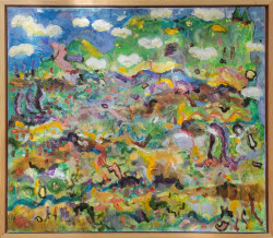 Synthetic Landscape Mythic Memories - By Joe Junker, Acrylic on Canvas on Stretcher, 18 x 14 inches ( 20 x 16.2 inches framed)