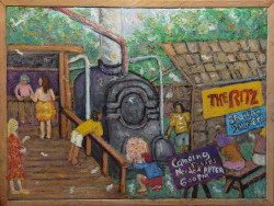 The Ritz The Ritz - By Joe Junker, Oil Pastels on Oils on Canvas on Stretcher, 24 x 18 inches ( 25.5 x 19.4 inches framed)