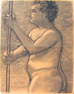 Tom with Staff in Profile Tom with Staff in Profile - By Joe Junker, Charcoal on Archival Paper, 19.5 x 25.5 inches