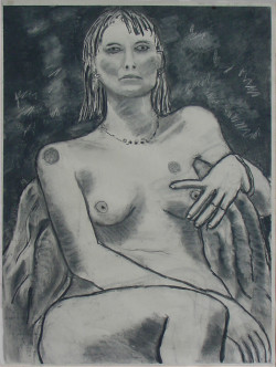 Two tattoos - A Two Tattoos - A - By Joe Junker, Charcoal on Charcoal Paper, 19 x 25 inches