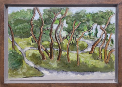 Yaquina Bay State Park - Color Yaquina Bay State Park - Color - By Joe Junker, Charcoal and Acrylic on Canvas on Board, 19 x 13 inches ( 21.1 x 15.6 inches framed)